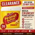 Bega Crunchy Peanut Butter 2kg Bulk Tub – Clearance