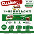 Nestlé MILO Single Serve Sachets 20g – 10, 20 or 50 Pack Clearance