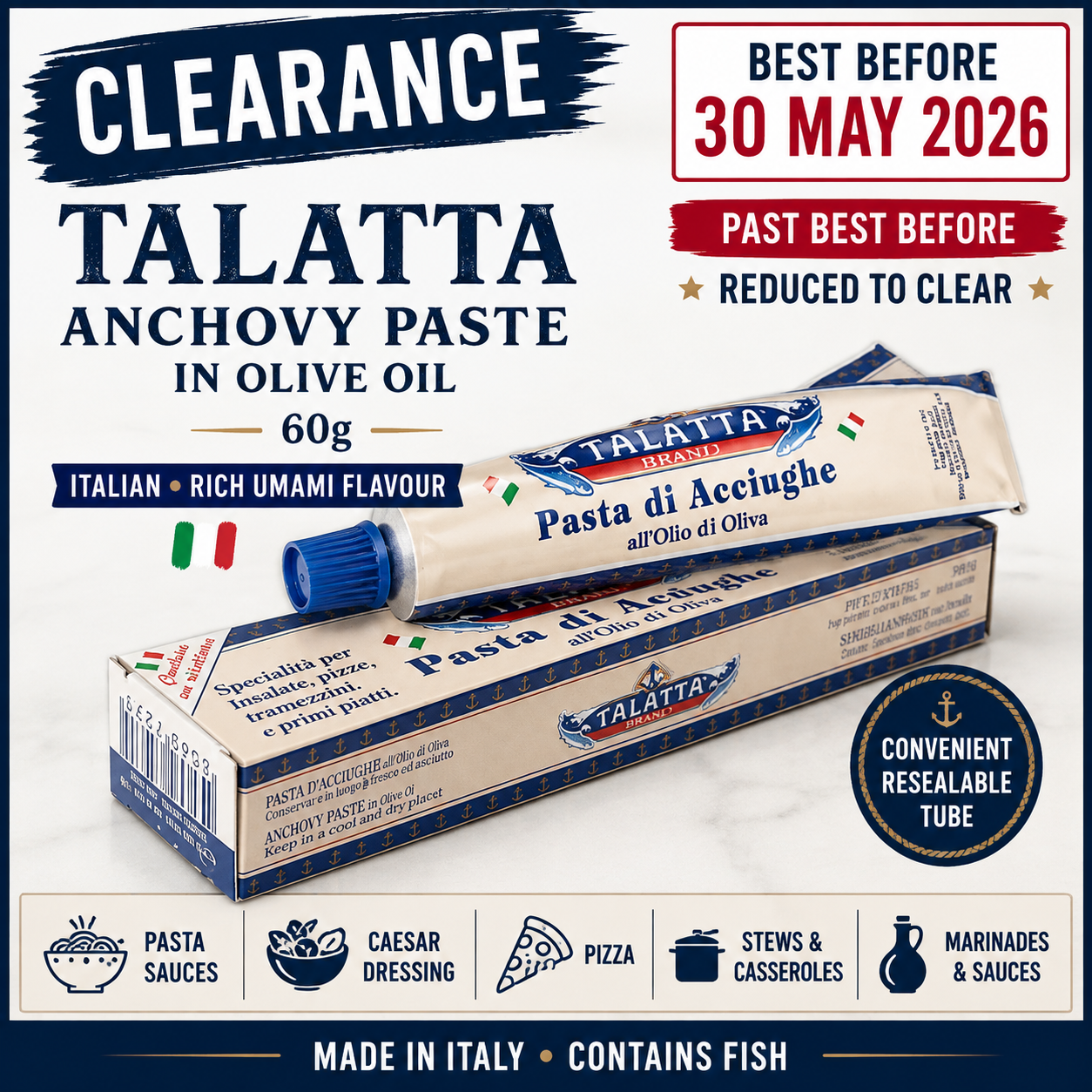 Talatta Anchovy Paste in Olive Oil 60g – Past Best Before Clearance